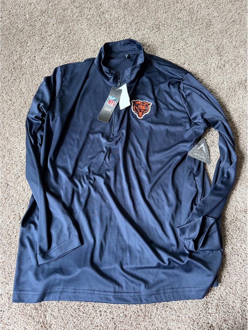Chicago Bears Navy Blue Long Sleeve Pullover - XL